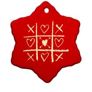 Valentine's Day Tic Tac Toe Love Hearts Ceramic Star Ornament