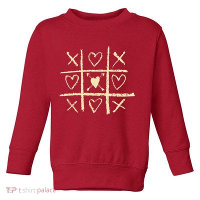 Valentine's Day Tic Tac Toe Love Hearts Toddler Sweatshirt
