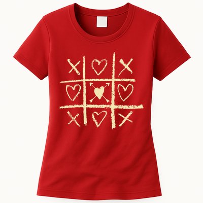 Valentine's Day Tic Tac Toe Love Hearts Womens T-Shirt