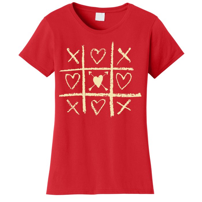 Valentine's Day Tic Tac Toe Love Hearts Women's T-Shirt