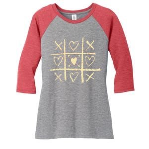 Valentine's Day Tic Tac Toe Love Hearts Women's Tri-Blend 3/4-Sleeve Raglan Shirt