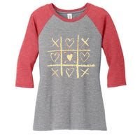 Valentine's Day Tic Tac Toe Love Hearts Women's Tri-Blend 3/4-Sleeve Raglan Shirt