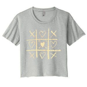 Valentine's Day Tic Tac Toe Love Hearts Women's Crop Top Tee