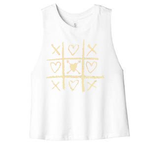 Valentine's Day Tic Tac Toe Love Hearts Women's Racerback Cropped Tank