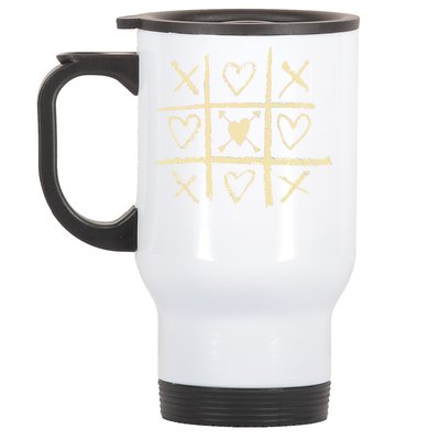 Valentine's Day Tic Tac Toe Love Hearts Stainless Steel Travel Mug