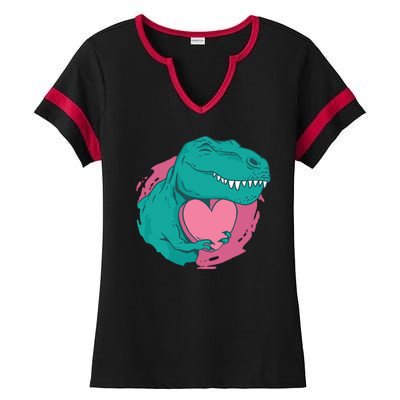 Valentines T-Rex Heart Ladies Halftime Notch Neck Tee