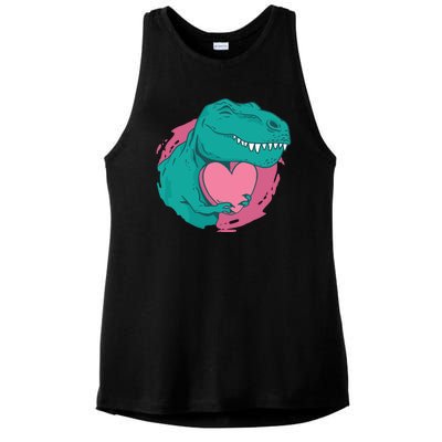 Valentines T-Rex Heart Ladies PosiCharge Tri-Blend Wicking Tank