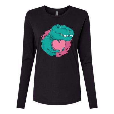 Valentines T-Rex Heart Womens Cotton Relaxed Long Sleeve T-Shirt