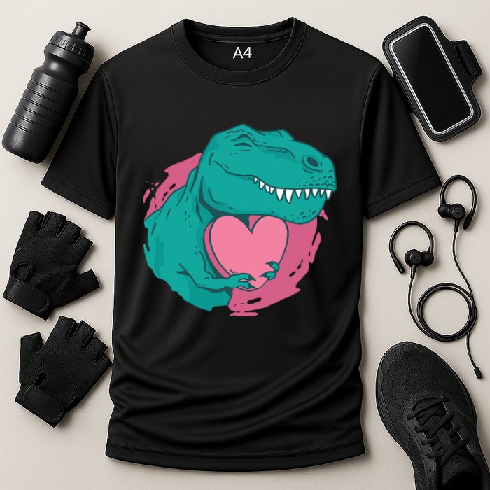 Valentines T-Rex Heart Cooling Performance Crew T-Shirt
