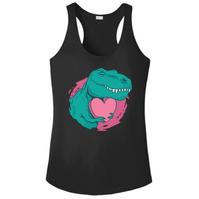 Valentines T-Rex Heart Ladies PosiCharge Competitor Racerback Tank