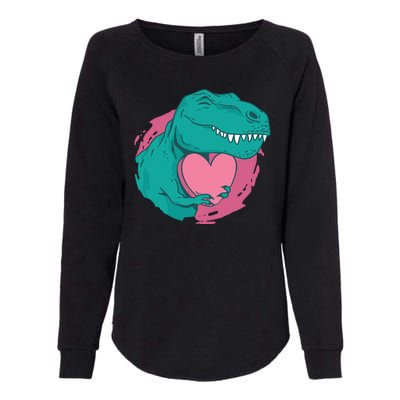 Valentines T-Rex Heart Womens California Wash Sweatshirt