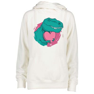 Valentines T-Rex Heart Womens Funnel Neck Pullover Hood