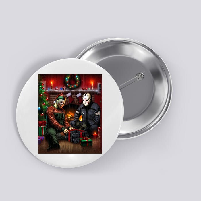 Voorhees And Myers Christmas Horror Christmas Button