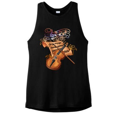 Violin And Musical Note Gift Ladies PosiCharge Tri-Blend Wicking Tank