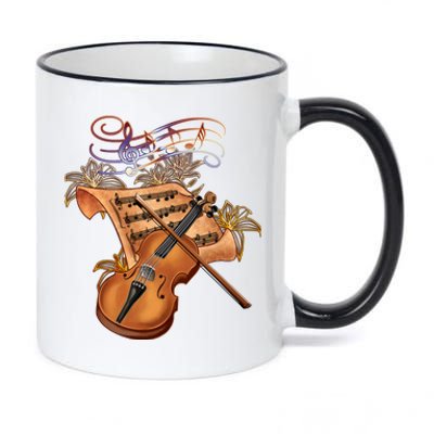 Violin And Musical Note Gift 11oz Black Color Changing Mug