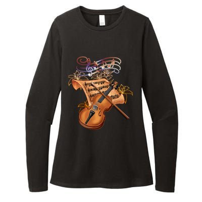 Violin And Musical Note Gift Womens CVC Long Sleeve Shirt