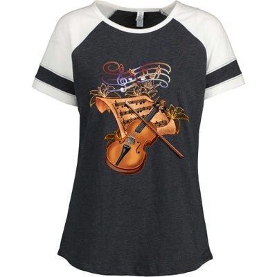 Violin And Musical Note Gift Enza Ladies Jersey Colorblock Tee