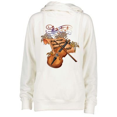 Violin And Musical Note Gift Womens Funnel Neck Pullover Hood