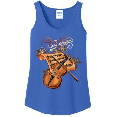 Violin And Musical Note Gift Ladies Essential Tank