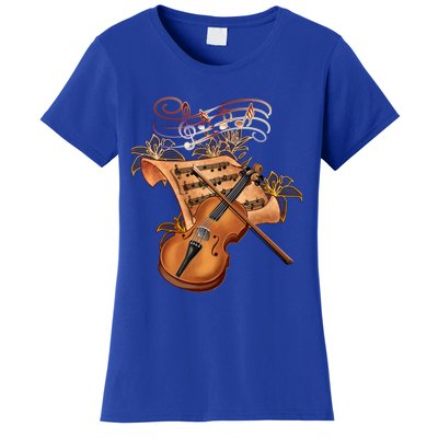 Violin And Musical Note Gift Women's T-Shirt