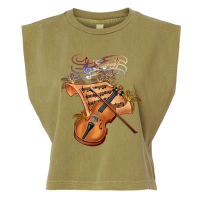 Violin And Musical Note Gift Garment-Dyed Women's Muscle Tee