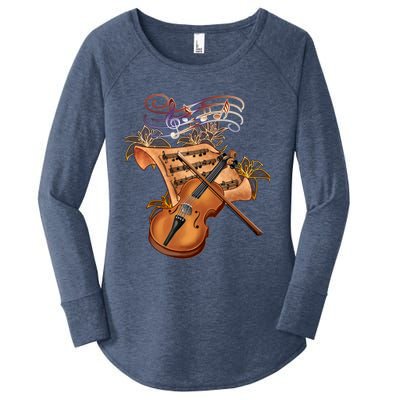 Violin And Musical Note Gift Women's Perfect Tri Tunic Long Sleeve Shirt