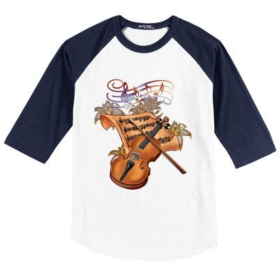 Violin And Musical Note Gift Baseball Sleeve Shirt