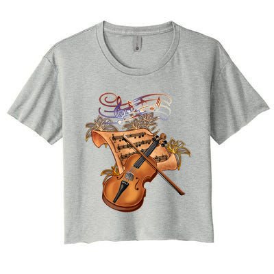 Violin And Musical Note Gift Women's Crop Top Tee