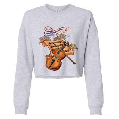 Violin And Musical Note Gift Cropped Pullover Crew