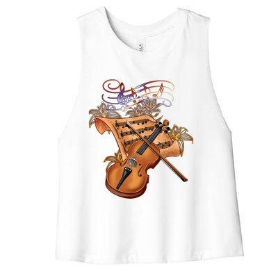 Violin And Musical Note Gift Women's Racerback Cropped Tank