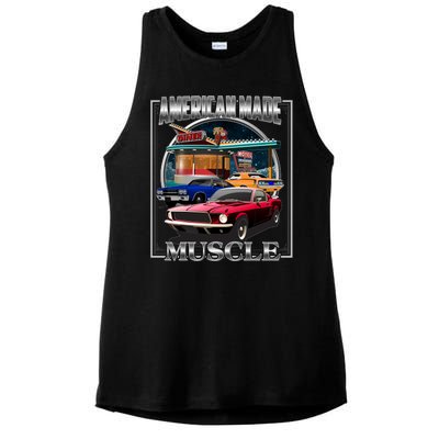 Vintage American Made Muscle Classic Cars And Diner Ladies PosiCharge Tri-Blend Wicking Tank