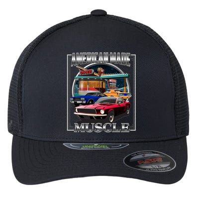 Vintage American Made Muscle Classic Cars And Diner Flexfit Unipanel Trucker Cap