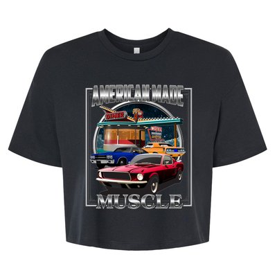 Vintage American Made Muscle Classic Cars And Diner Bella+Canvas Jersey Crop Tee