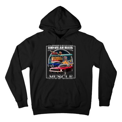 Vintage American Made Muscle Classic Cars And Diner Hoodie