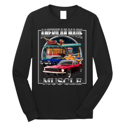 Vintage American Made Muscle Classic Cars And Diner Long Sleeve Shirt