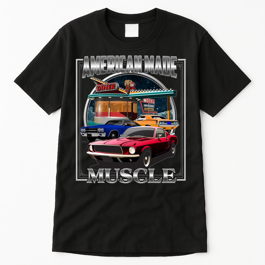 Vintage American Made Muscle Classic Cars And Diner Tall T-Shirt