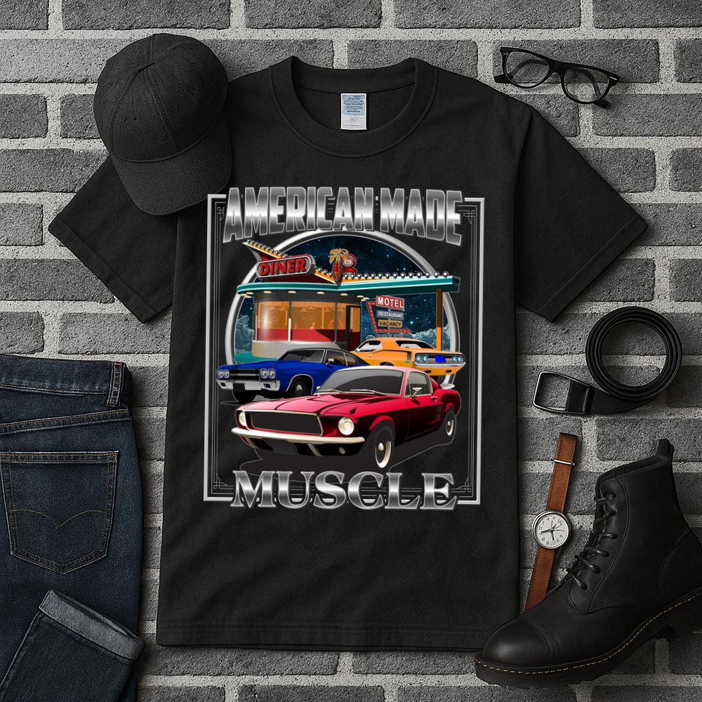 Vintage American Made Muscle Classic Cars And Diner Tall T-Shirt