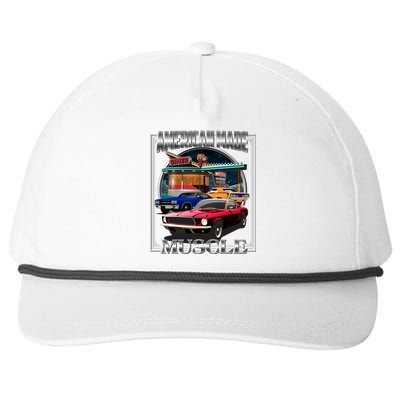 Vintage American Made Muscle Classic Cars And Diner Snapback Five-Panel Rope Hat