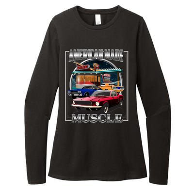 Vintage American Made Muscle Classic Cars And Diner Womens CVC Long Sleeve Shirt