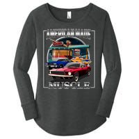 Vintage American Made Muscle Classic Cars And Diner Women's Perfect Tri Tunic Long Sleeve Shirt