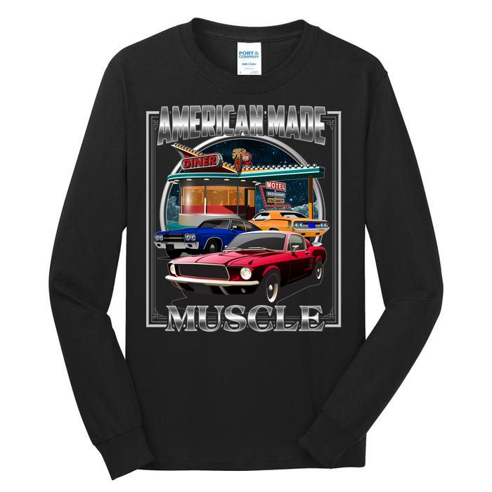 Vintage American Made Muscle Classic Cars And Diner Tall Long Sleeve T-Shirt