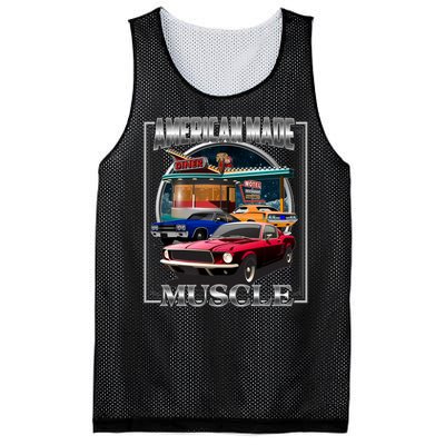 Vintage American Made Muscle Classic Cars And Diner Mesh Reversible Basketball Jersey Tank