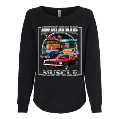 Vintage American Made Muscle Classic Cars And Diner Womens California Wash Sweatshirt