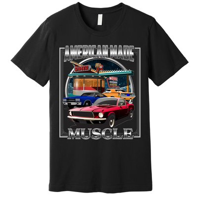 Vintage American Made Muscle Classic Cars And Diner Premium T-Shirt