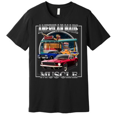 Vintage American Made Muscle Classic Cars And Diner Premium T-Shirt