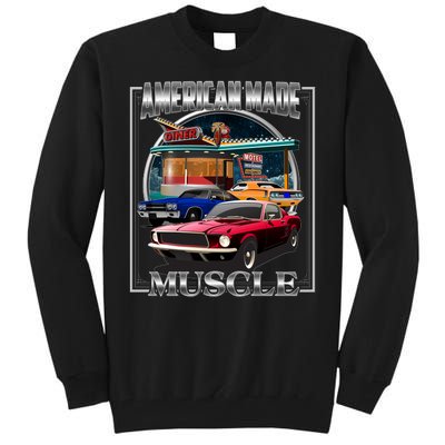 Vintage American Made Muscle Classic Cars And Diner Tall Sweatshirt