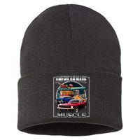 Vintage American Made Muscle Classic Cars And Diner Sustainable Knit Beanie