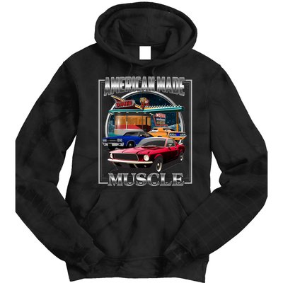 Vintage American Made Muscle Classic Cars And Diner Tie Dye Hoodie