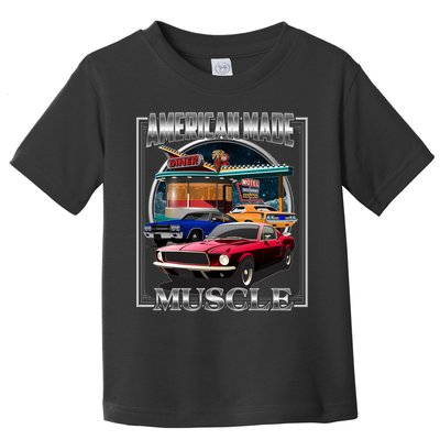 Vintage American Made Muscle Classic Cars And Diner Toddler T-Shirt
