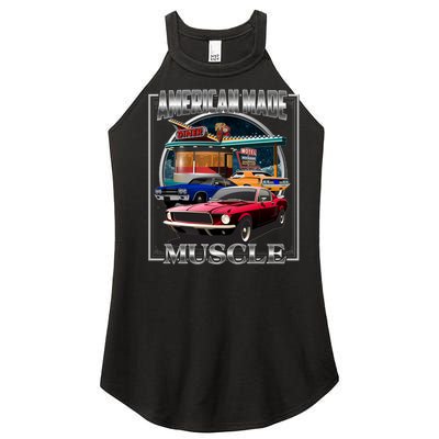 Vintage American Made Muscle Classic Cars And Diner Women’s Perfect Tri Rocker Tank